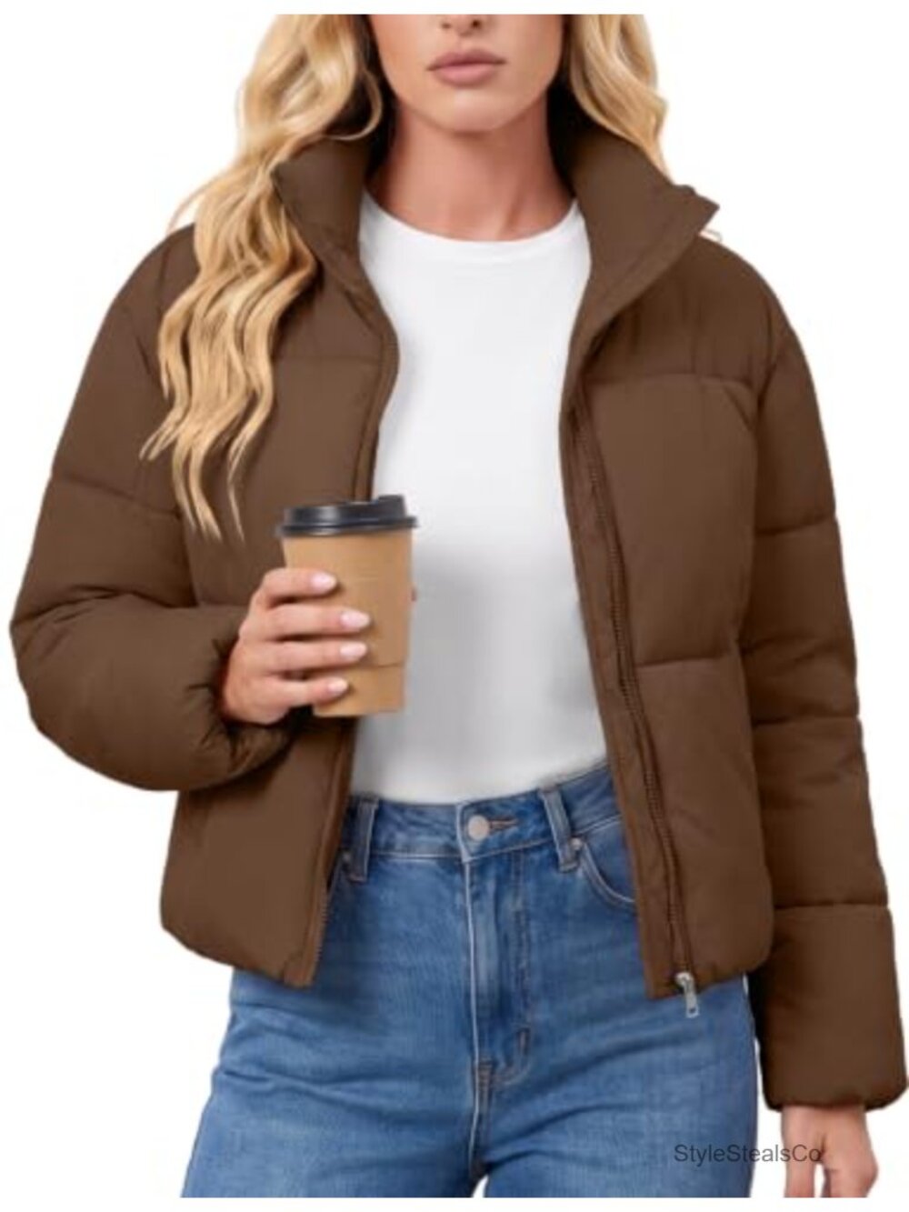 ASPO Women’s Cropped Puffer Jacket Short Quilted Warm Winter Coat 2026